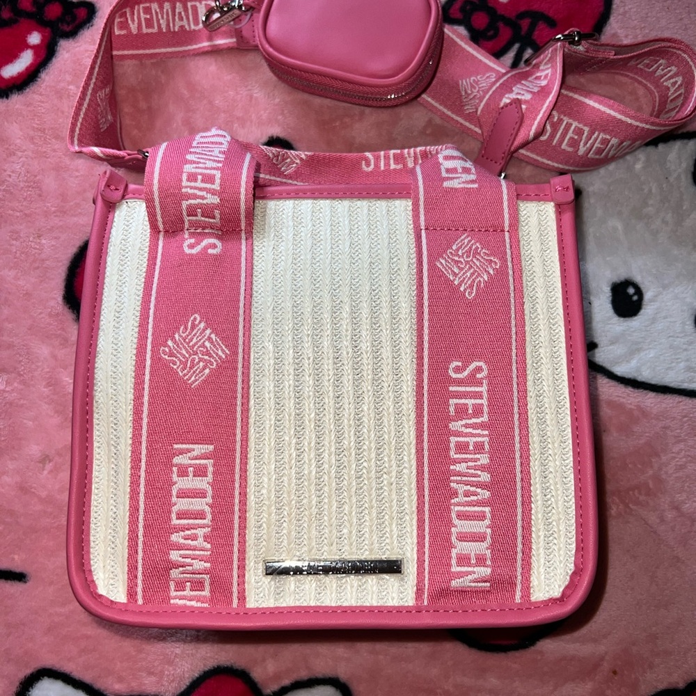 Steve Madden Pink and White Crossbody Bag
